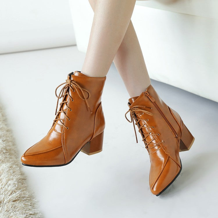 Martin Boots Side Zipper Pointed Mid Heel Casual women's