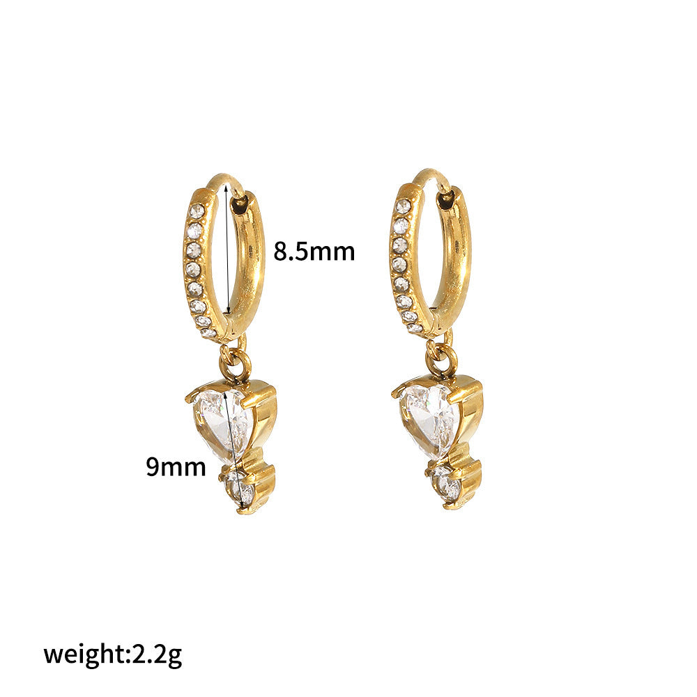 Instagram Mesh Red Style Light Luxury Rhinestone Zircon Stainless Steel Necklace Women's High-grade Earrings