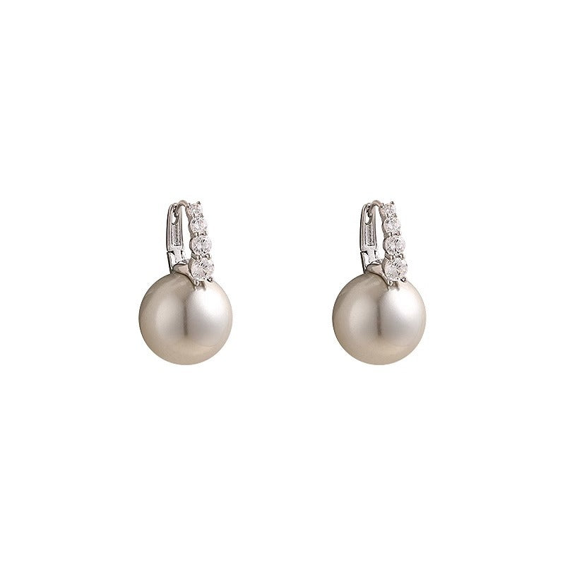 Light Luxury Zircon Gray Pearl Niche Design High Class Elegant Ear Clip