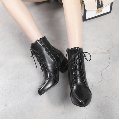 Martin Boots Side Zipper Pointed Mid Heel Casual women's