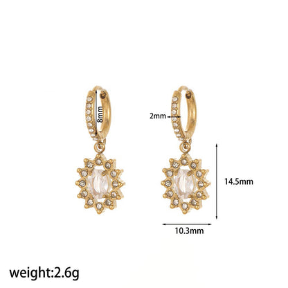 Instagram Mesh Red Style Light Luxury Rhinestone Zircon Stainless Steel Necklace Women's High-grade Earrings