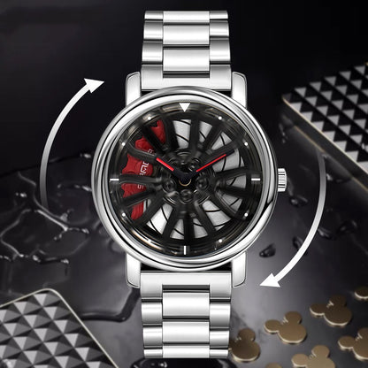Sunda new fashion trend: hollow quartz watch, 3D Original & Authentic car wheel watches.