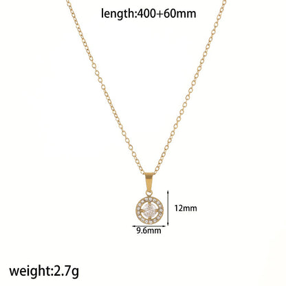 Instagram Mesh Red Style Light Luxury Rhinestone Zircon Stainless Steel Necklace Women's High-grade Earrings