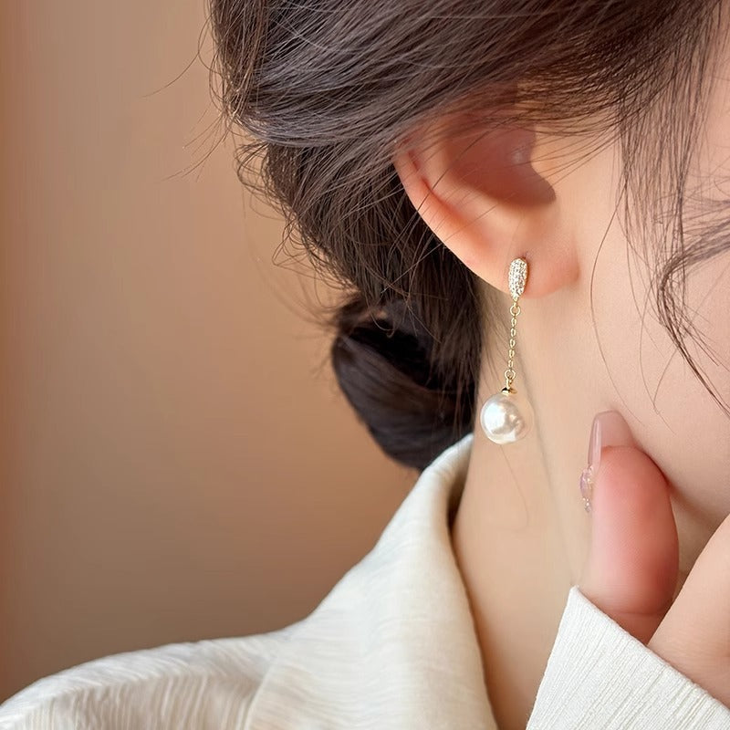 Light Luxury High-end Small Tassel Pearl Earrings