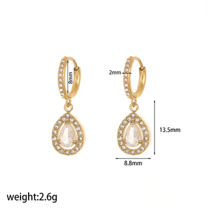 Instagram Mesh Red Style Light Luxury Rhinestone Zircon Stainless Steel Necklace Women's High-grade Earrings