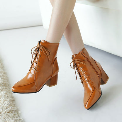 Martin Boots Side Zipper Pointed Mid Heel Casual women's