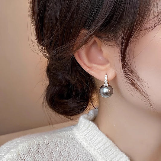 Light Luxury Zircon Gray Pearl Niche Design High Class Elegant Ear Clip