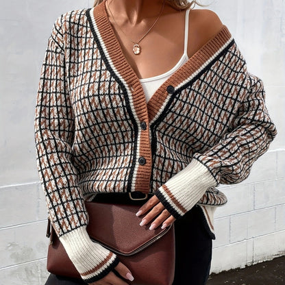 Knitted Cardigan Sweater Women's Coat V-neck