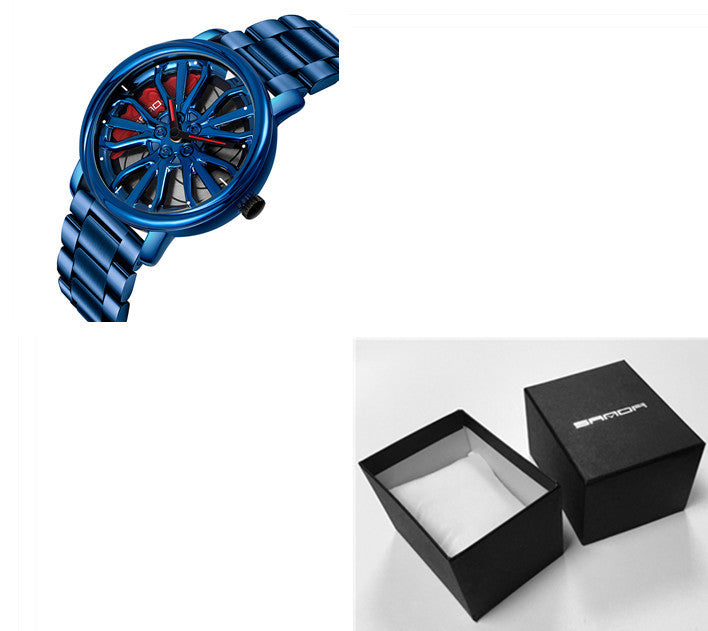 Sunda new fashion trend: hollow quartz watch, 3D Original & Authentic car wheel watches.