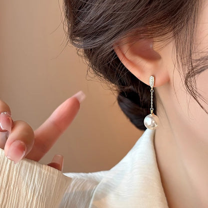 Light Luxury High-end Small Tassel Pearl Earrings