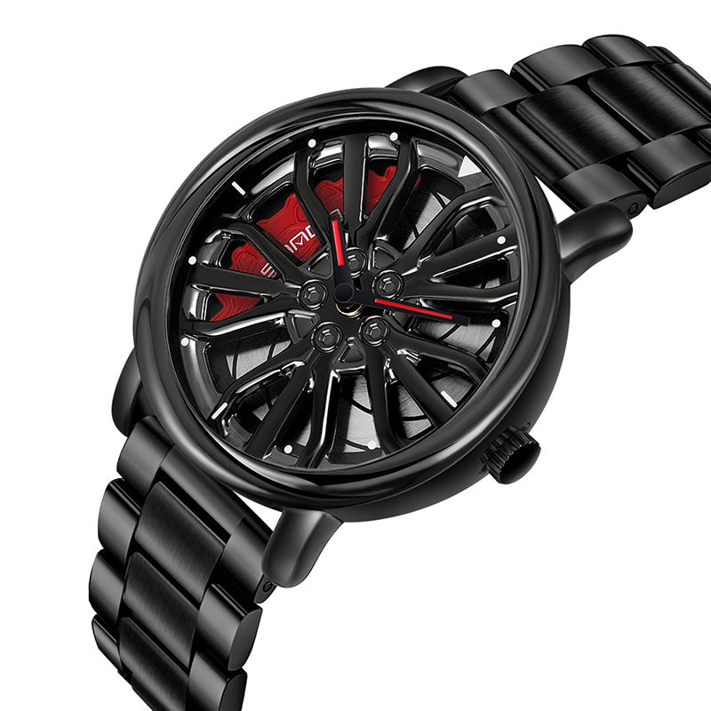 Sunda new fashion trend: hollow quartz watch, 3D Original & Authentic car wheel watches.