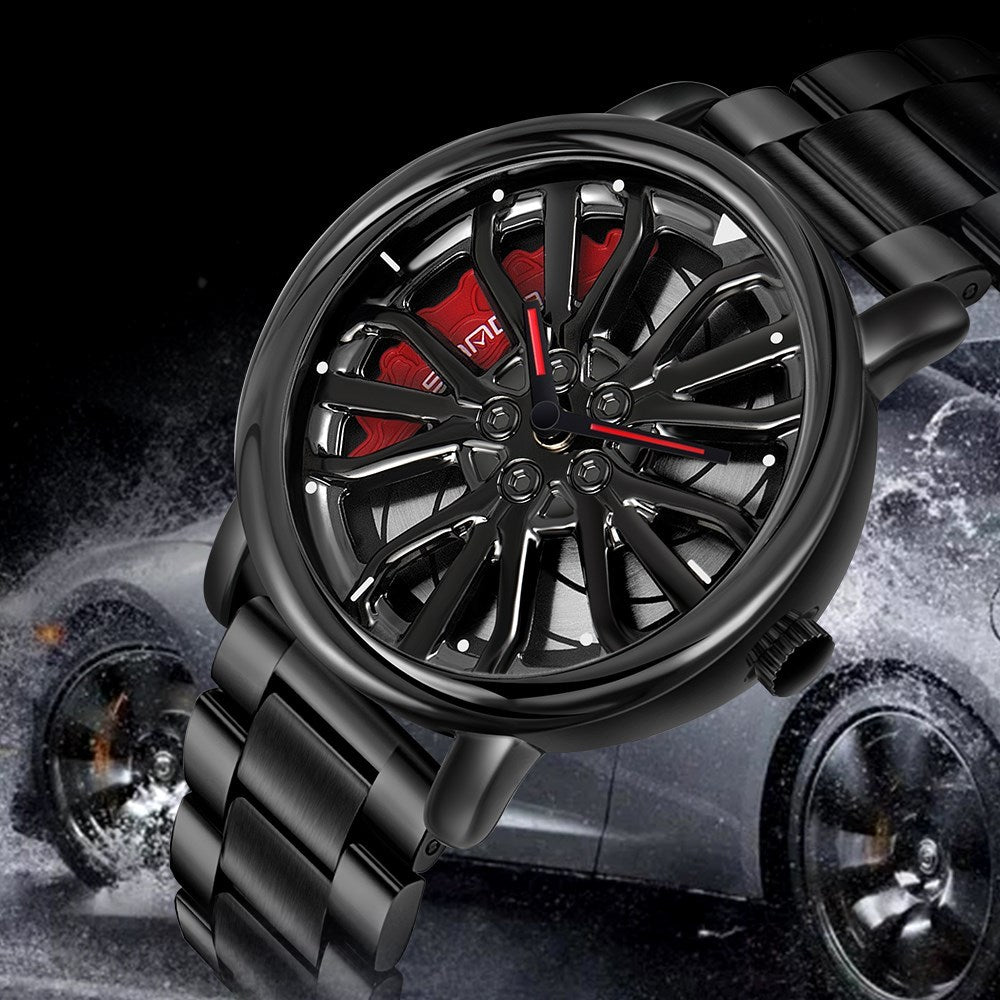 Sunda new fashion trend: hollow quartz watch, 3D Original & Authentic car wheel watches.