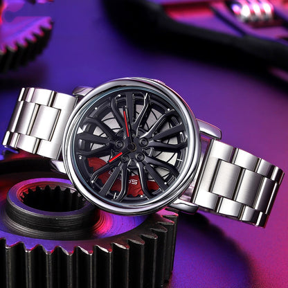 Sunda new fashion trend: hollow quartz watch, 3D Original & Authentic car wheel watches.