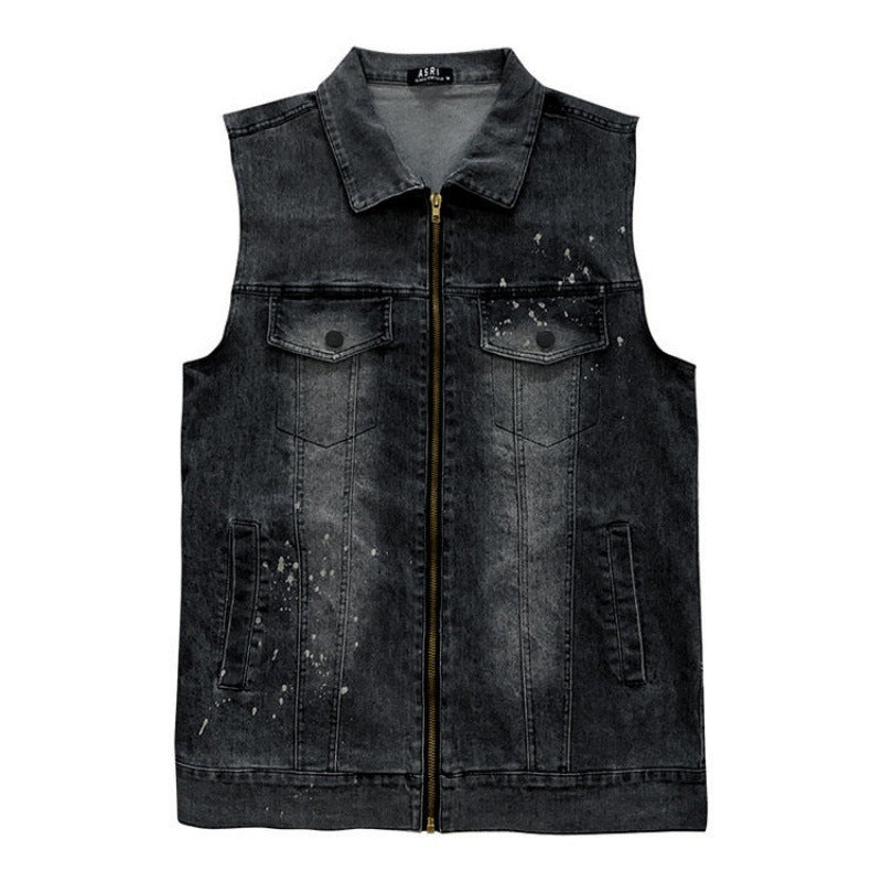 Summer New Denim Vest Men's Coat Top Fashion Slim Fit Waistcoat Retro Sleeveless Jacket