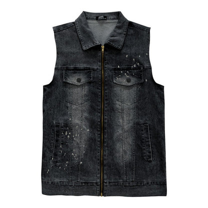 Summer New Denim Vest Men's Coat Top Fashion Slim Fit Waistcoat Retro Sleeveless Jacket