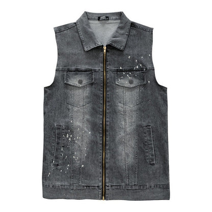 Summer New Denim Vest Men's Coat Top Fashion Slim Fit Waistcoat Retro Sleeveless Jacket