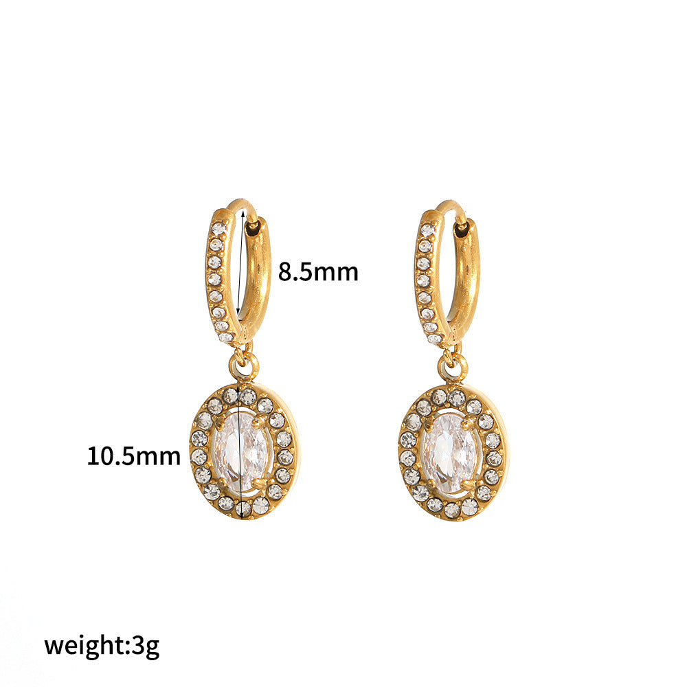 Instagram Mesh Red Style Light Luxury Rhinestone Zircon Stainless Steel Necklace Women's High-grade Earrings