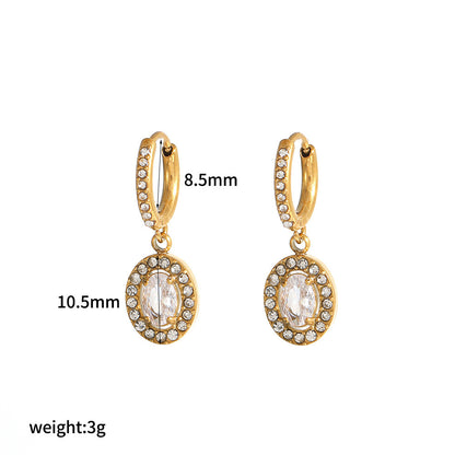 Instagram Mesh Red Style Light Luxury Rhinestone Zircon Stainless Steel Necklace Women's High-grade Earrings