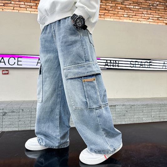 Boys' Jeans Spring And Autumn cargo paints