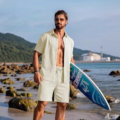 Knitwear Sports Casual Short Sleeve And Shorts Suit