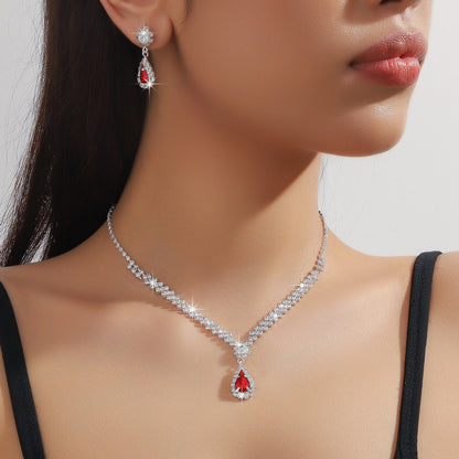 Exquisite Claw Chain Necklace And Earrings Suite Two-piece Set Water Drops