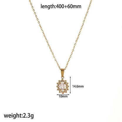Instagram Mesh Red Style Light Luxury Rhinestone Zircon Stainless Steel Necklace Women's High-grade Earrings