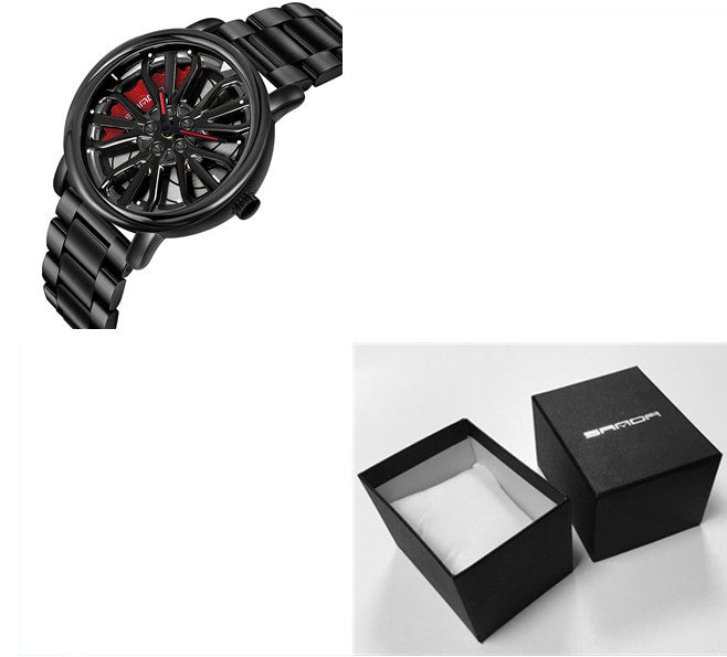 Sunda new fashion trend: hollow quartz watch, 3D Original & Authentic car wheel watches.