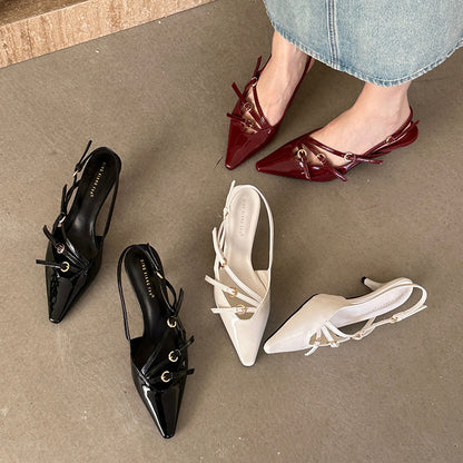 Ankle-strap Stilettos Square Toe High Heel Sandals