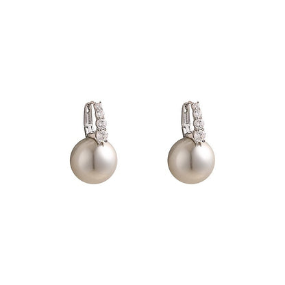 Light Luxury Zircon Gray Pearl Niche Design High Class Elegant Ear Clip
