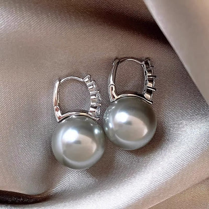 Light Luxury Zircon Gray Pearl Niche Design High Class Elegant Ear Clip