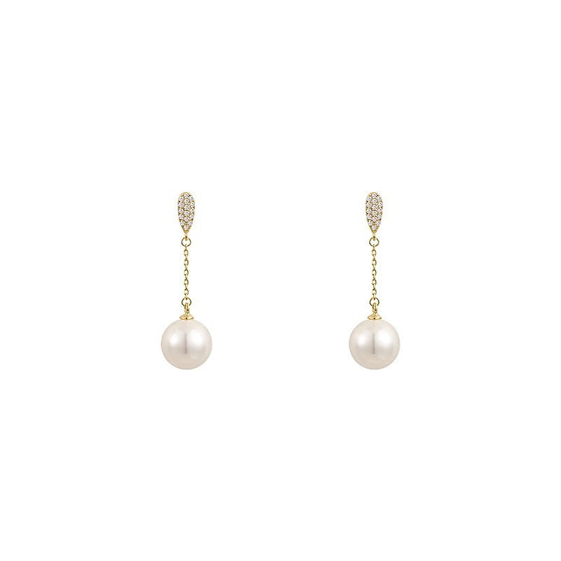 Light Luxury High-end Small Tassel Pearl Earrings