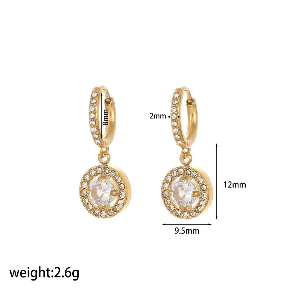 Instagram Mesh Red Style Light Luxury Rhinestone Zircon Stainless Steel Necklace Women's High-grade Earrings