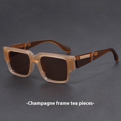 Gray Blue Square Thick Frame Sunglasses UV-proof Retro Simple Sun Glasses